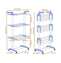 4-tier Folding Clothes Drying Rack with Rotatable Side Wings