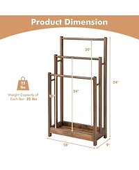 Freestanding Towel Rack 3-Bar Hand Towel Drying Stand with Bottom Storage Shelf