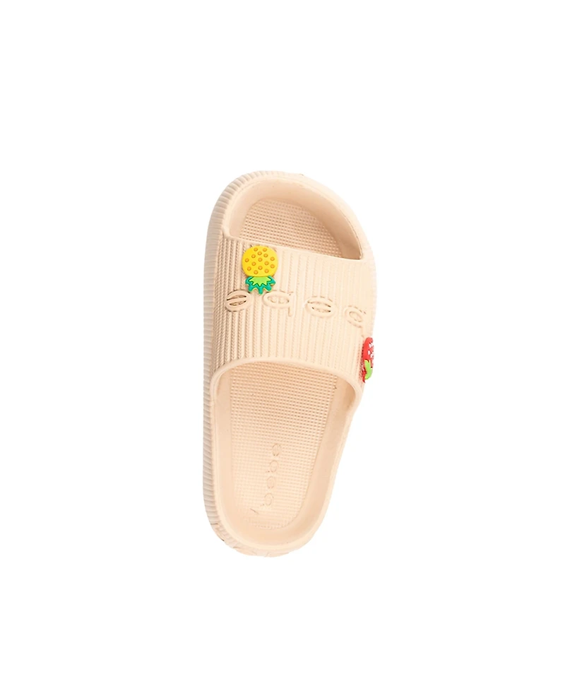 Bebe Little and Big Girls Fun Stylish Platform with Logo Charms Slides