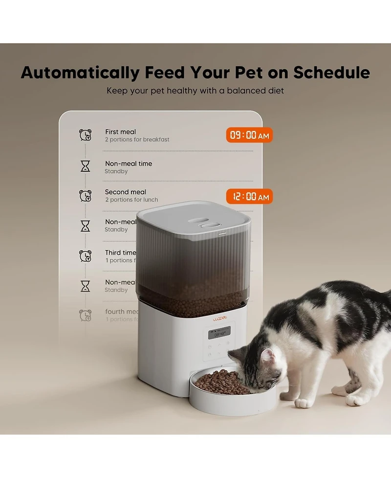 Automatic Cat Feeder-Timed Cat Feeders with 180-Day Battery Life,Cat Food Dispenser for Dry Food Fresh,1-6 Meals Per Day,Auto Pet Feeder for Cat&Dog