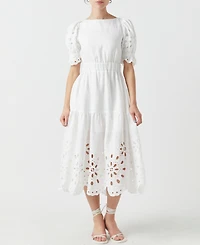 English Factory Women's Boat-Neck Linen Midi Dress