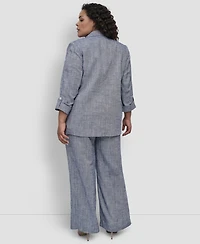 Dkny Plus Size One-Button Roll-Tab-Sleeve Jacket