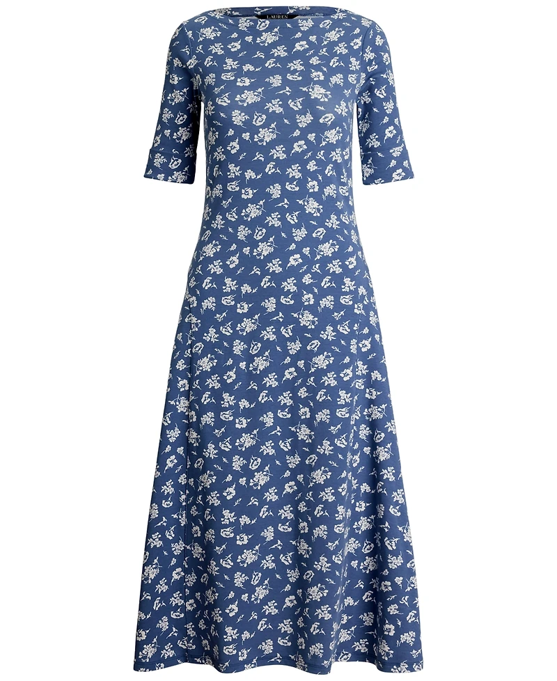 Lauren Ralph Women's Floral Stretch Cotton Midi Dress