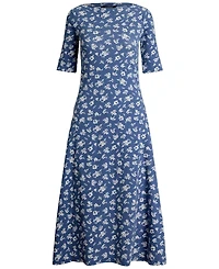 Lauren Ralph Women's Floral Stretch Cotton Midi Dress