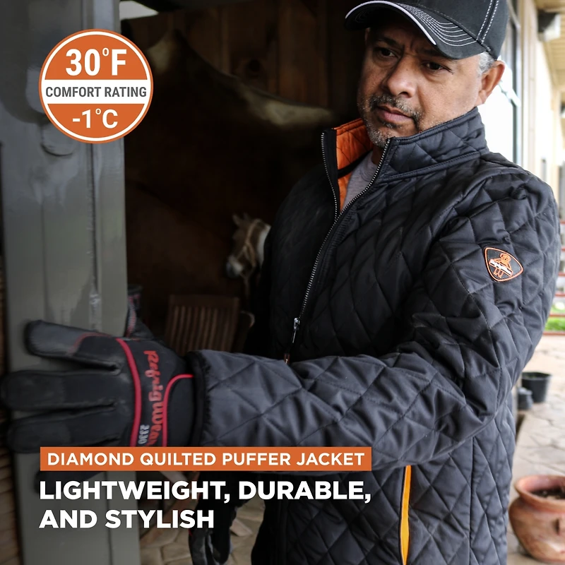 RefrigiWear Big & Tall Lightweight Diamond Quilted Jacket Versatile Fall Jacket, Warm Layered Outerwear