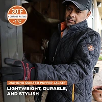 RefrigiWear Big & Tall Lightweight Diamond Quilted Jacket Versatile Fall Jacket, Warm Layered Outerwear