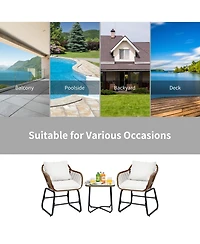 Gymax 3 Piece Patio Conversation Furniture Set Outdoor Bistro Set w/ Cushions