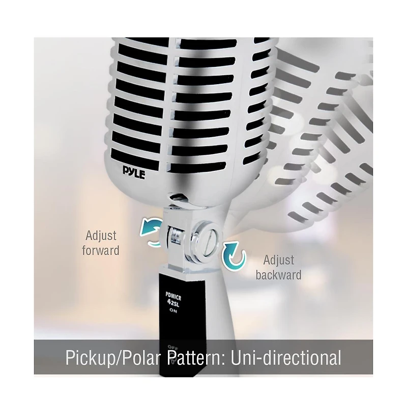 Pyle Classic Retro Dynamic Vocal Microphone – Vintage Style with 16' Xlr Cable (Silver)