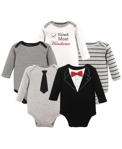 Little Treasure Baby Boys Five Piece Set Of Infant Long Sleeve Onesies
