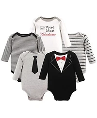 Little Treasure Baby Boys Five Piece Set Of Infant Long Sleeve Onesies