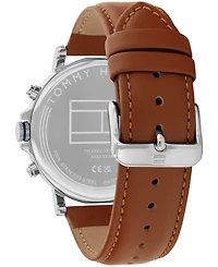 Tommy Hilfiger Men's Multifunction Brown Leather Strap Watch, 44mm
