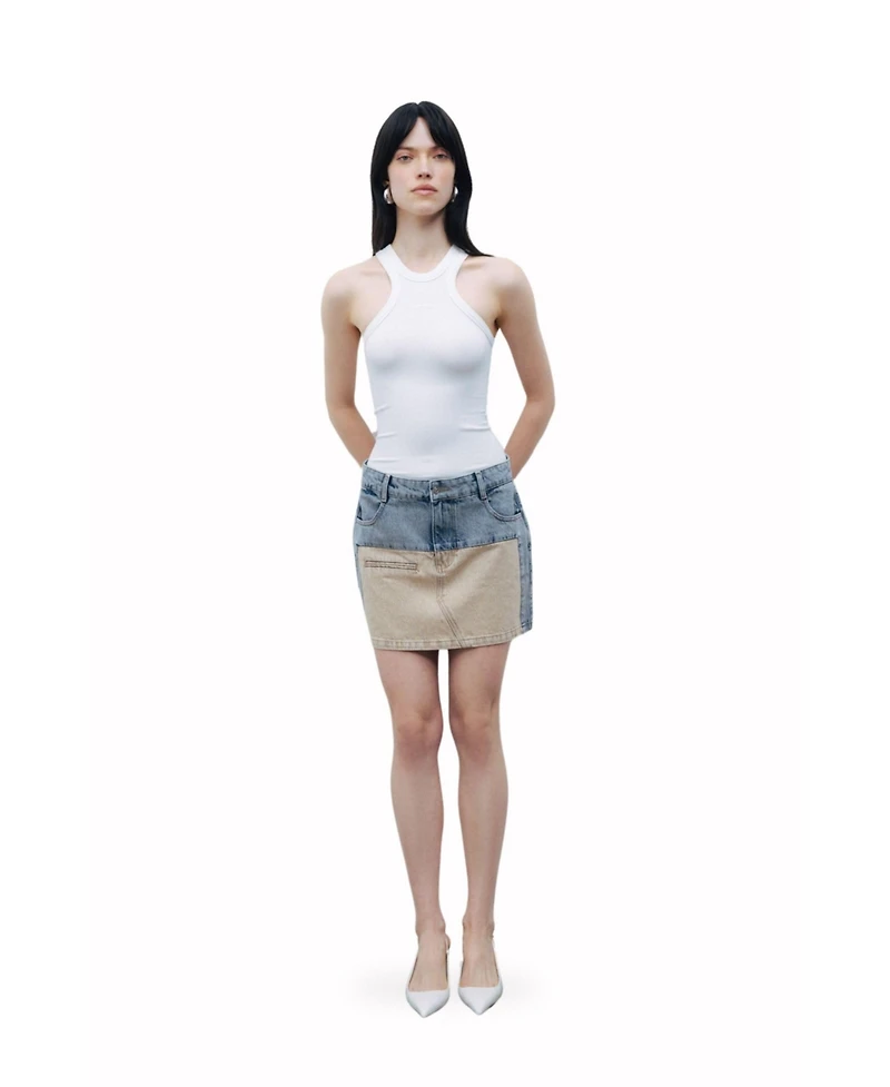 Nocturne Women's Washed Mini Denim Skirt