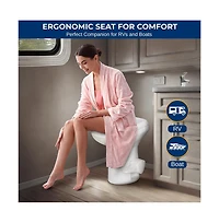 SereneLife Rv Plastic Bowl Gravity Flush Toilet with Hose Connector, Hand Sprayer, and Installation Kits