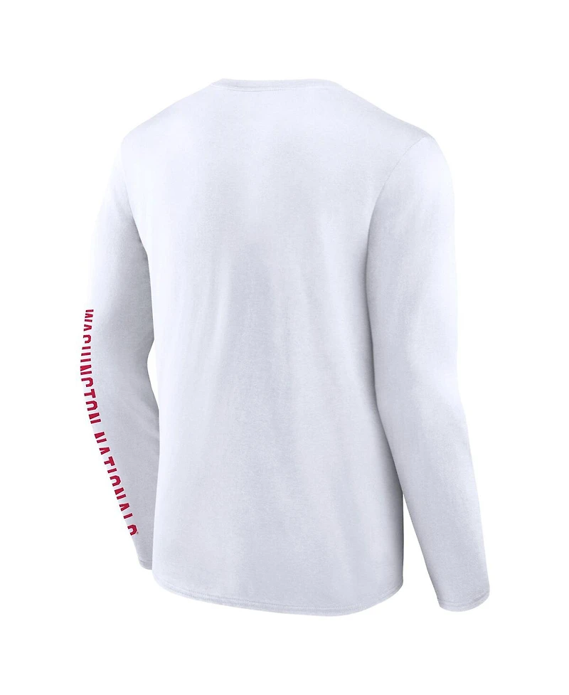 Fanatics Men's White Washington Nationals Press Box Long Sleeve T-Shirt