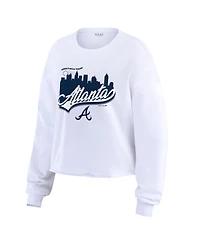 Wear by Erin Andrews Women's White Atlanta Braves Domestic Postcard Long Sleeve T-Shirt