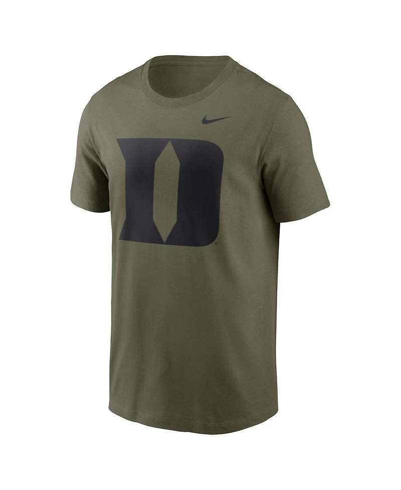 Nike Men's Olive Duke Blue Devils 2024 Military Appreciation Tonal Logo Performance T-Shirt