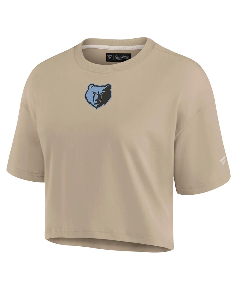 Fanatics Women's Khaki Memphis Grizzlies Elements Super Soft Boxy Cropped T-Shirt