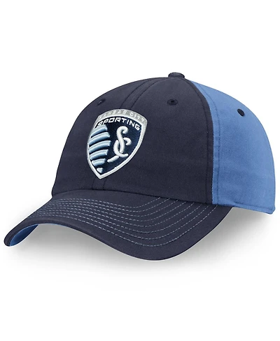 Fanatics Men's Navy/Blue Sporting Kansas City Iconic Blocked Fundamental Adjustable Hat
