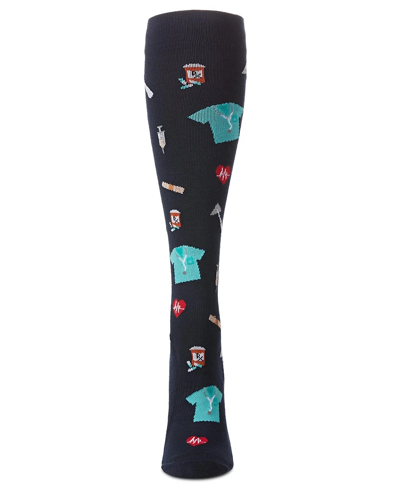 MeMoi Women's Medical Themed 8-15mmHg Graduated Compression Socks MFY08330