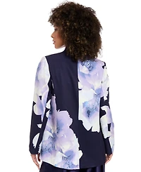 Muse Women's Floral Collarless Open-Front Jacket