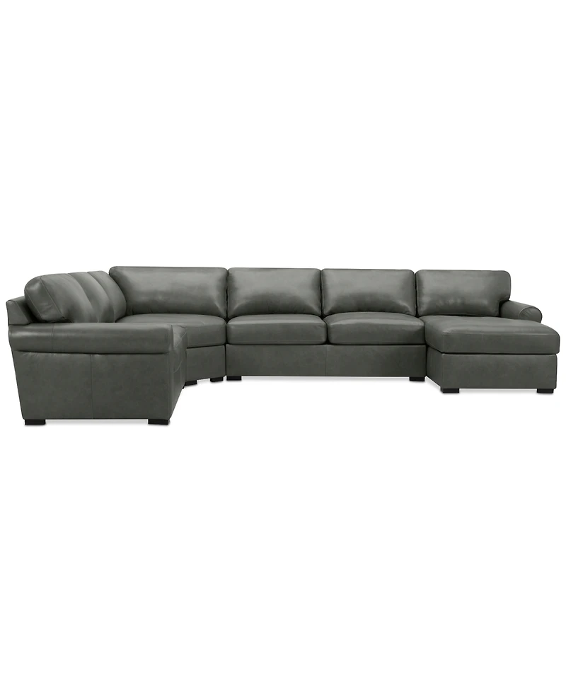 Radley Roll Arm 152" -Pc. Leather Wedge Corner Chaise Sectional