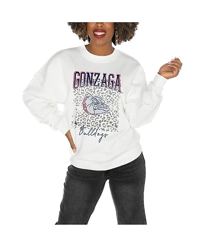 Gameday Couture Women's White Gonzaga Bulldogs Drop Shoulder Fleece Pullover Sweatshirt