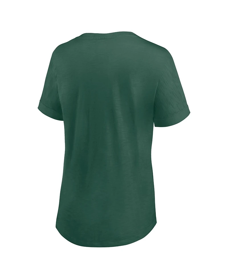 Fanatics Women's Green Miami Hurricanes True Classics Slub Flowy V-neck T-Shirt