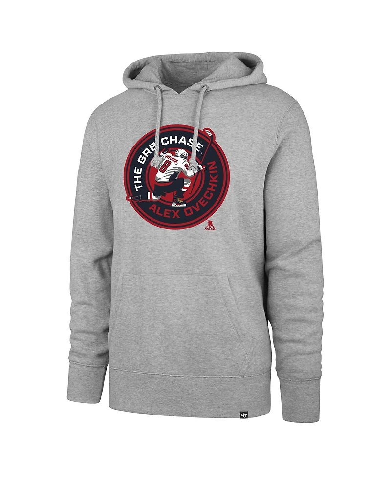 '47 Brand Men's Alexander Ovechkin Gray Washington Capitals GR8 Chase Headline Pullover Hoodie
