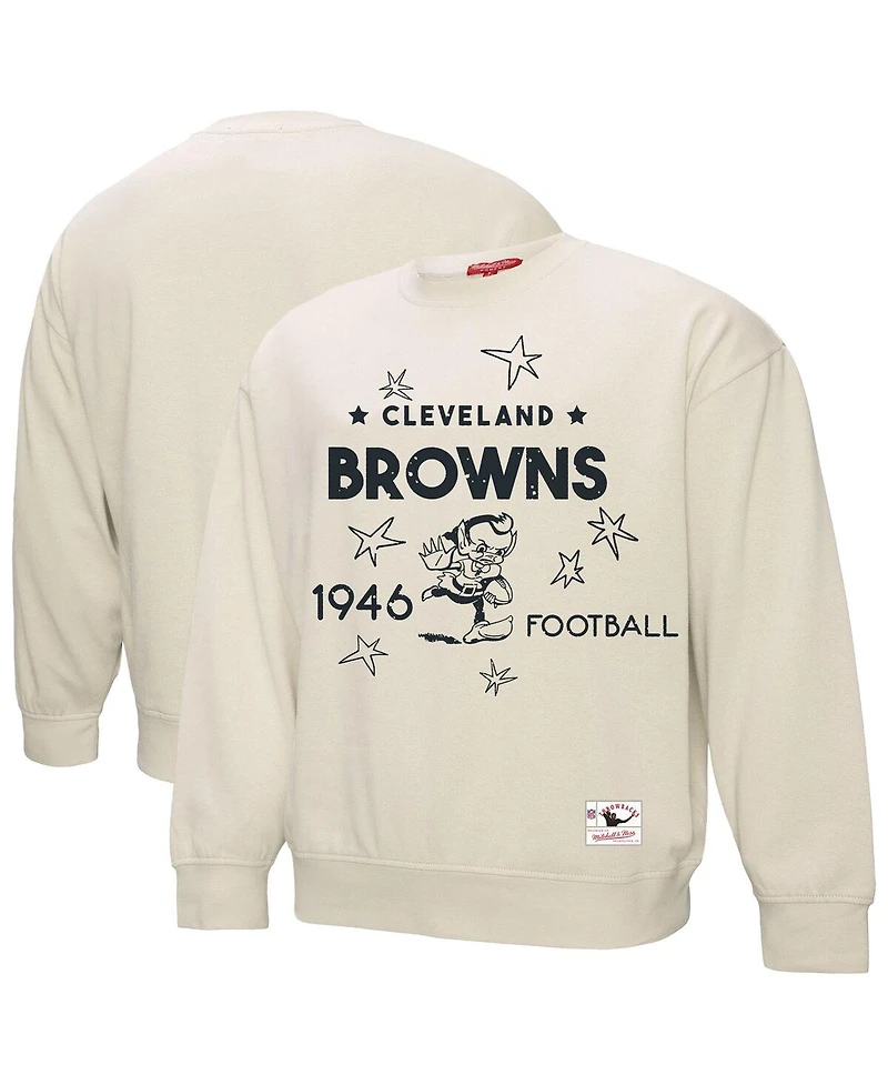 Mitchell & Ness Women's Cream Cleveland Browns Shooting Stars Pullover Sweatshirt