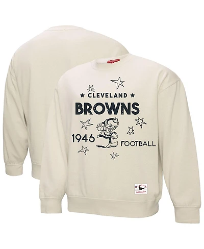 Mitchell & Ness Women's Cream Cleveland Browns Shooting Stars Pullover Sweatshirt