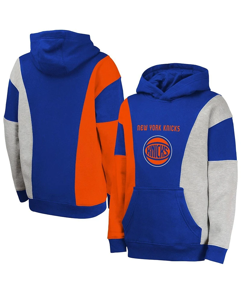 Outerstuff Big Boys and Girls Blue New York Knicks Ace the Hole Pullover Hoodie