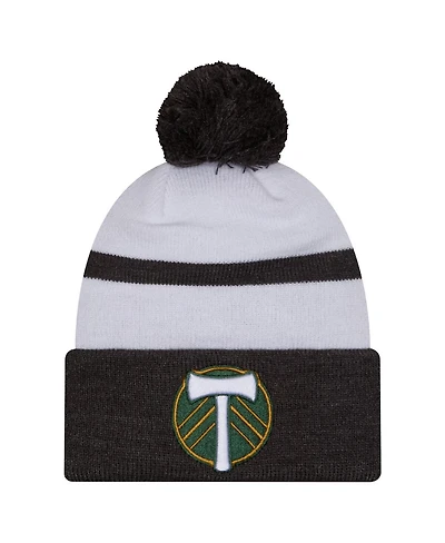 New Era Men's White Portland Timbers 2025 Kickoff Cuffed with Pom Knit Hat