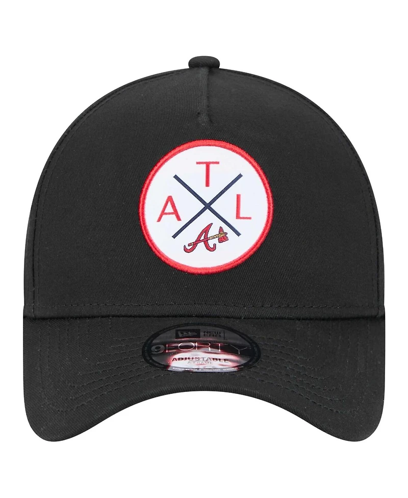 New Era Men's Black Atlanta Braves 9FORTY A-Frame Adjustable Hat