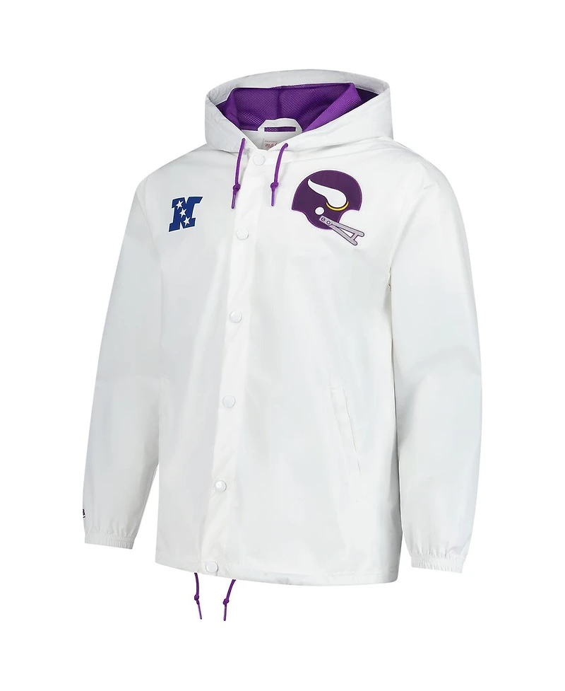 Mitchell & Ness Men's White Minnesota Vikings Vintage Logo Coaches Full-Snap Hoodie Jacket