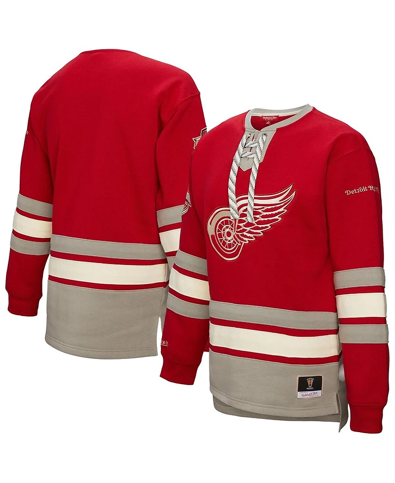 Mitchell & Ness Women's Red Detroit Wings Heritage Lace-Up Pullover Sweatshirt