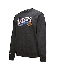 Mitchell & Ness Men's Black Philadelphia 76ers Hardwood Classics Blackout Collection Snow Washed Pullover Sweatshirt