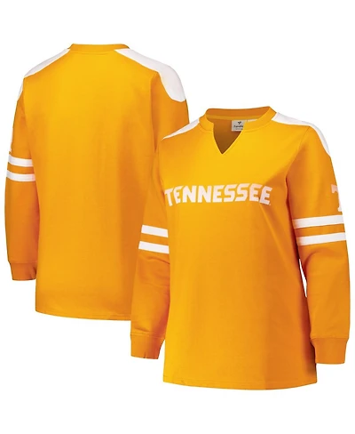 Fanatics Women's Tennessee Orange Volunteers Plus Contrast Sleeve Fleece Pullover Sweatshirt