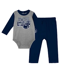 Outerstuff Baby Boys and Girls 2-Piece Penn State Nittany Lions Double Up Long Sleeve Bodysuit Pant Set