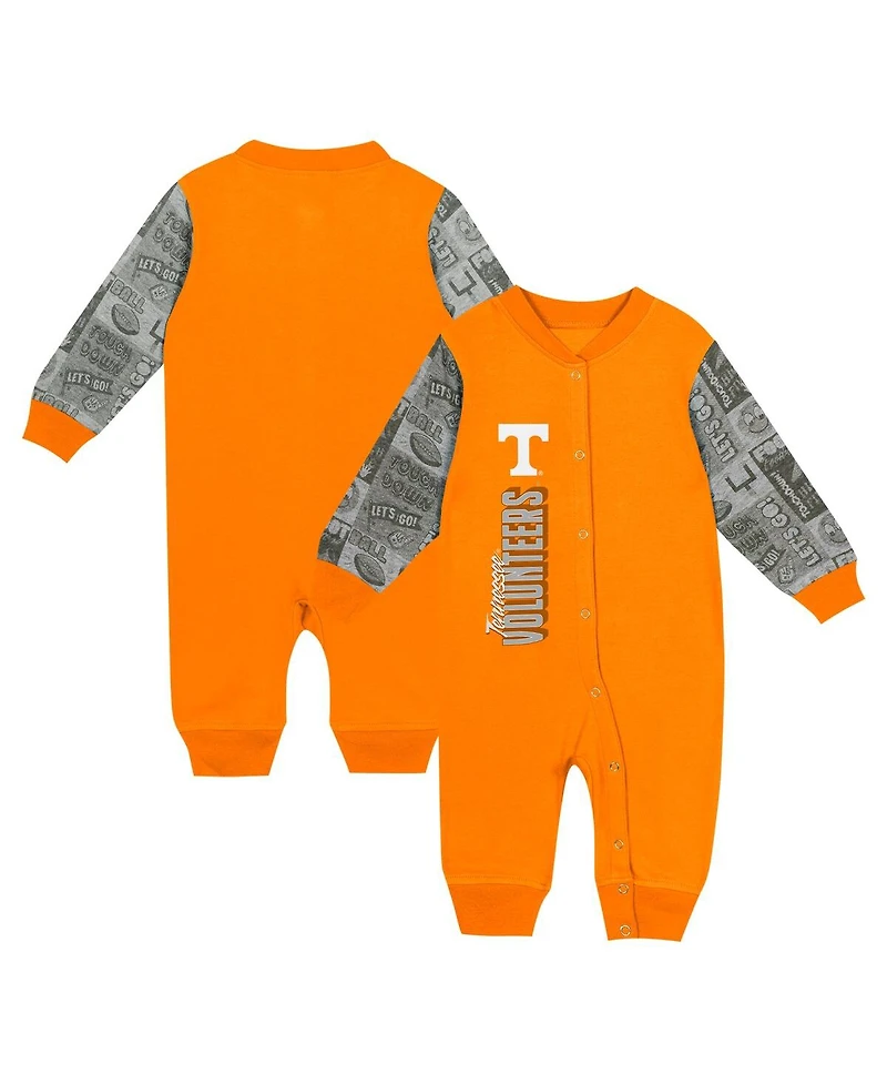 Outerstuff Baby Boys and Girls Tennessee Orange Volunteers Playbook Color Block Long Sleeve Coveralls