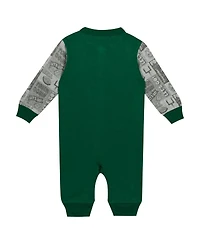Outerstuff Baby Boys and Girls Green Michigan State Spartans Playbook Color Block Long Sleeve Coveralls