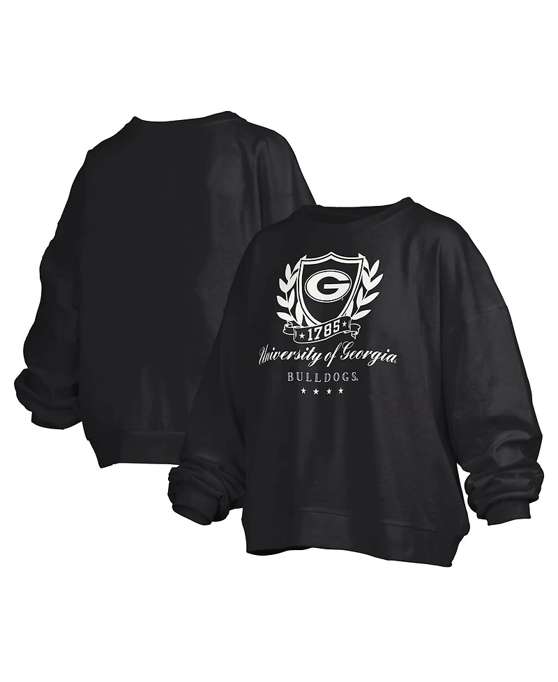 Pressbox Women's Black Georgia Bulldogs Big Aug Script Janice Oversized Pullover Sweatshirt
