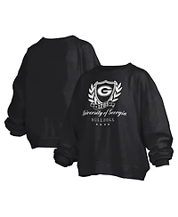 Pressbox Women's Black Georgia Bulldogs Big Aug Script Janice Oversized Pullover Sweatshirt