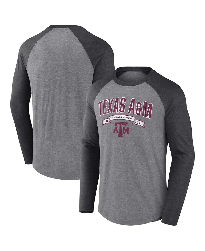 Fanatics Men's Gray Texas A M Aggies Banner Year Tri-Blend Raglan Long Sleeve T-Shirt