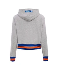 Pro Standard Women's Heather Gray Florida Gators Script Tail Fleece Cropped Pullover Hoodie