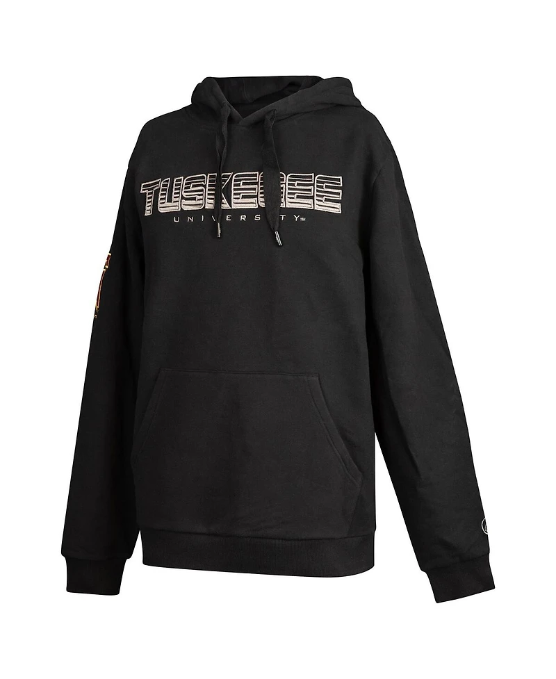 Fisll Men's Black Tuskegee Golden Tigers Puff Print Sliced Pullover Hoodie