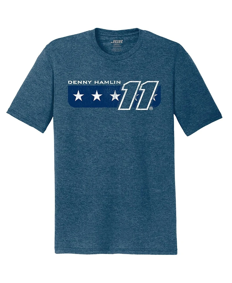 Joe Gibbs Racing Team Collection Men's Heather Navy Denny Hamlin Name Number Tri-Blend T-Shirt