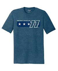 Joe Gibbs Racing Team Collection Men's Heather Navy Denny Hamlin Name Number Tri-Blend T-Shirt