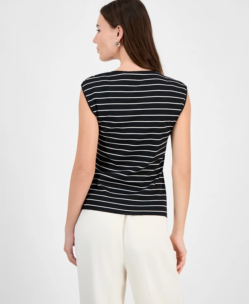 Bar Iii Women's Striped Knit Sweetheart-Neck Top, Exclusively at Macy's