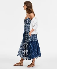 Lucky Brand Women's Patchwork Printed Sleeveless Tiered Midi Dress