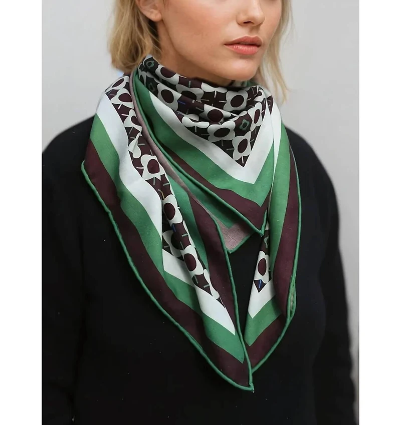 Jessie Zhao New York Double Sided Wool Silk Scarf Of Polka Dot Bloom